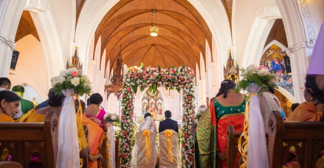 Beautiful affordable Christian wedding ceremony in Chennai church