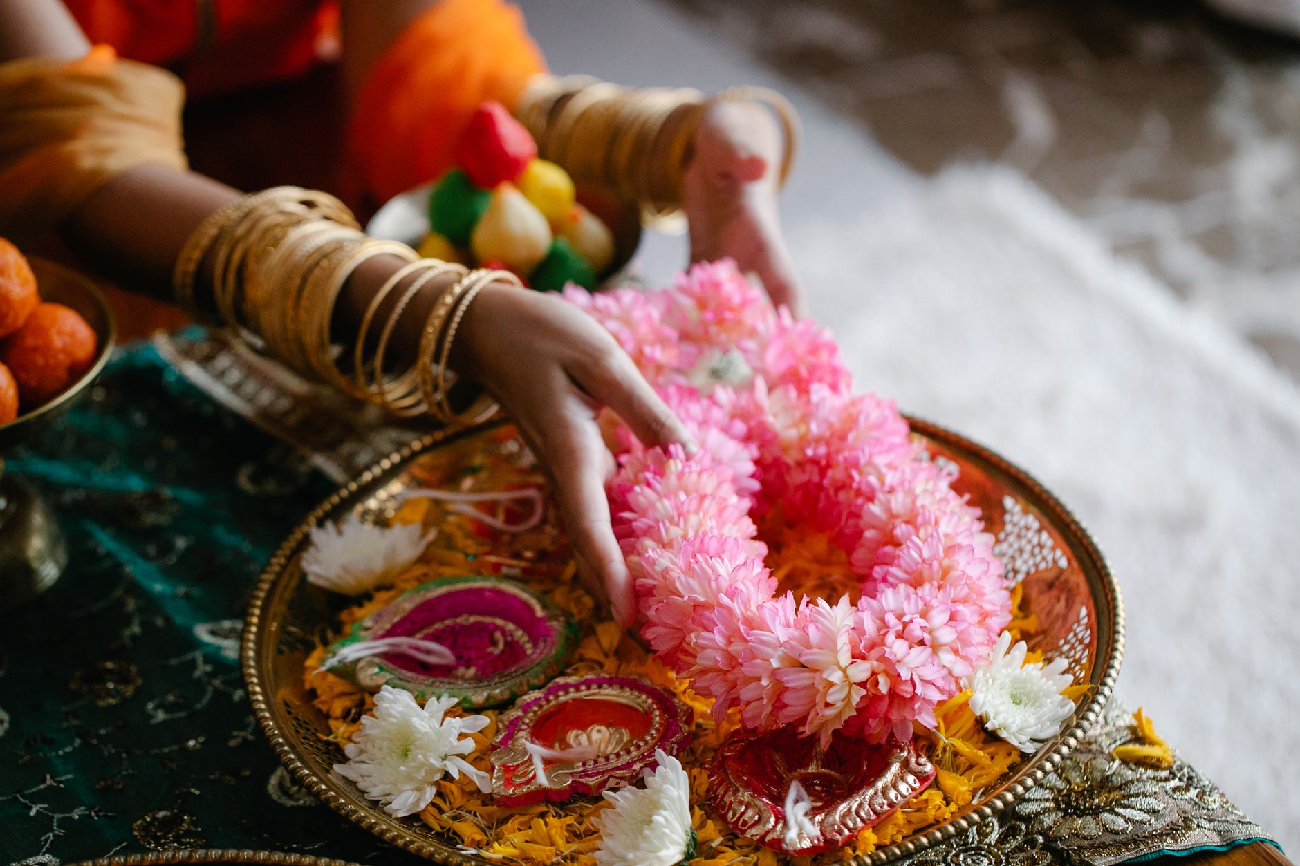 Sacred Telugu Floral Rituals in Agra
