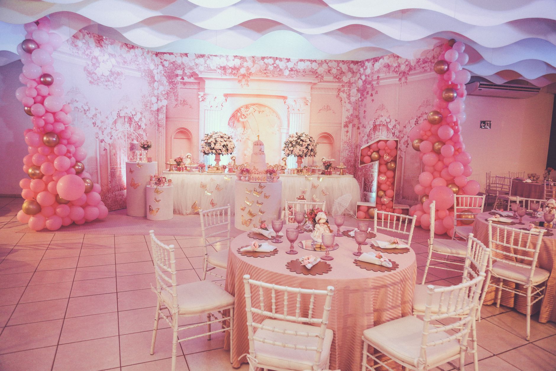 Elegant Frill-Covered Event Tables