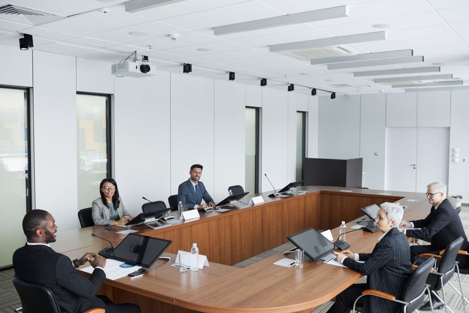 Professional board meeting under ₹2 lakhs Chennai venue setup with modern conference facilities
