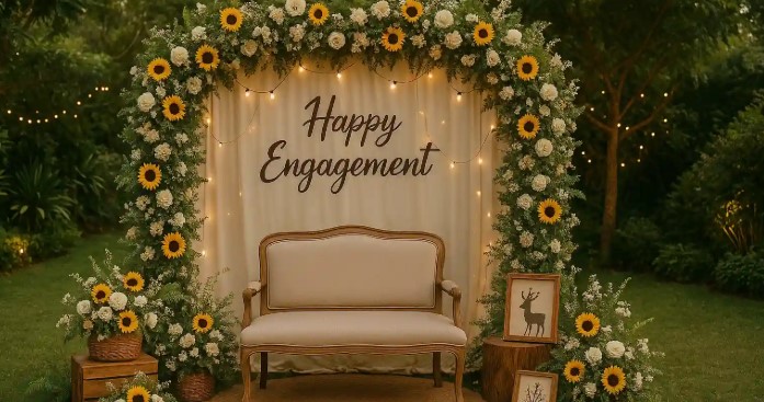 Budget friendly engagement ceremony setup in Chennai with elegant decorations