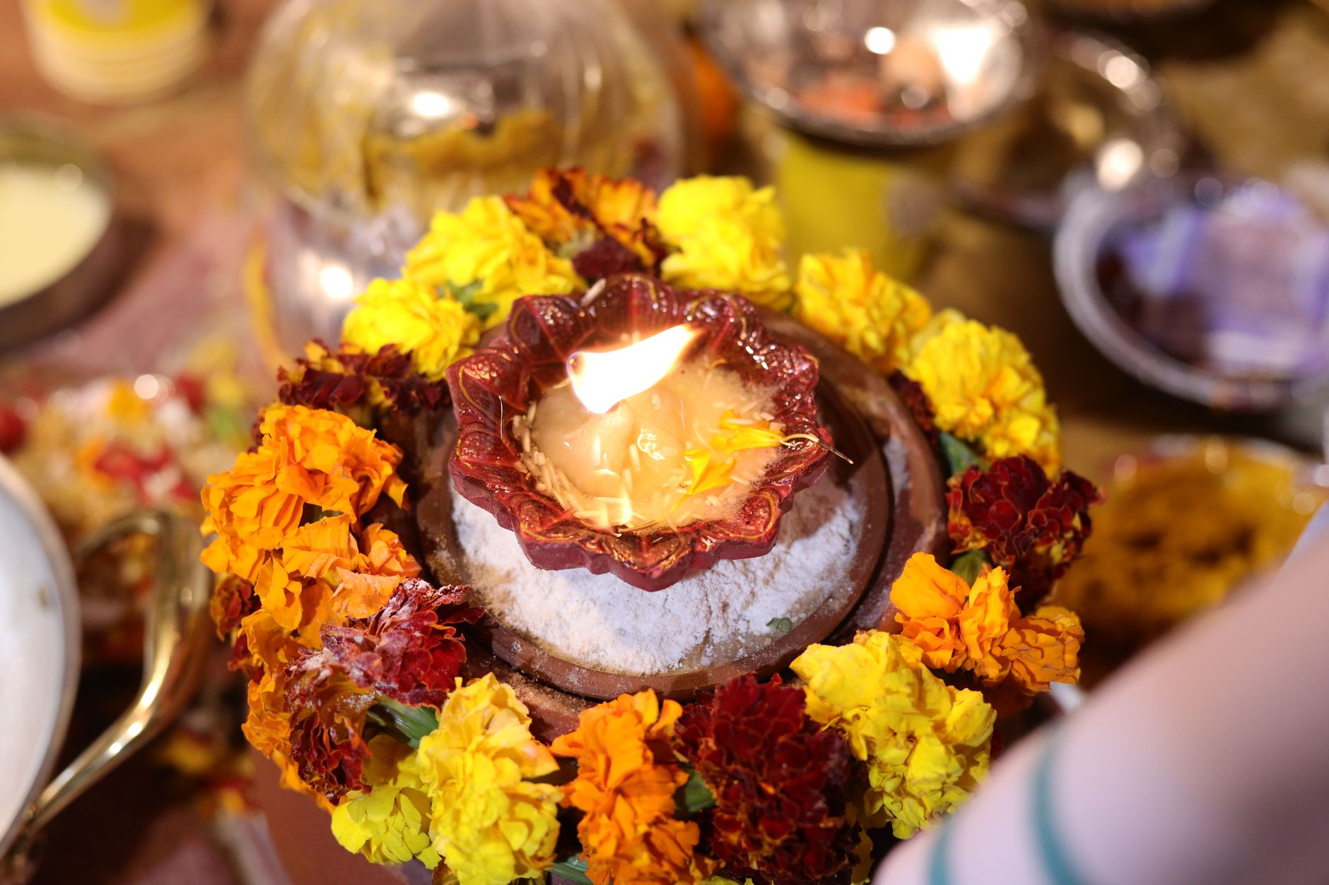 Sacred Decor with Metal Flower Baskets