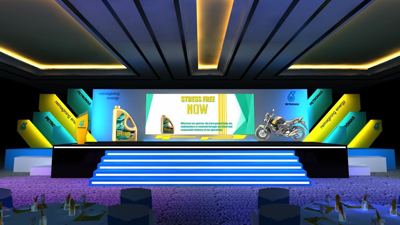 Corporate Event Stage Chennai with professional LED backdrop and truss lighting setup