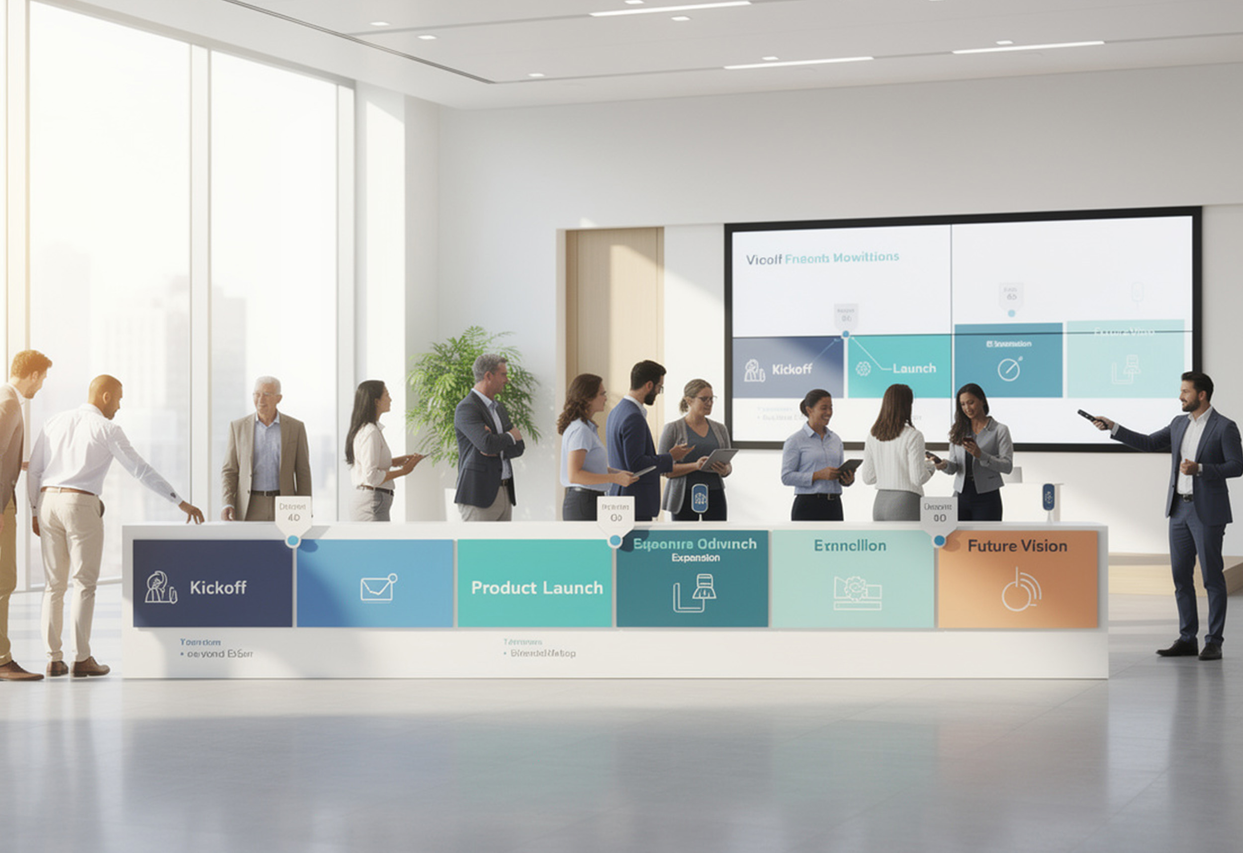 Corporate event milestone mapping visual timeline