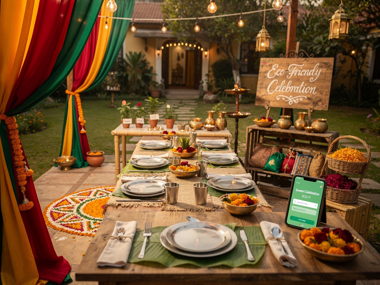 Sustainable wedding decorations with reusable and eco-friendly materials