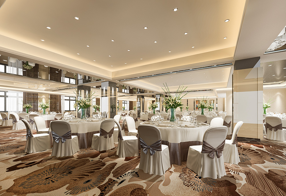 Elegant corporate venue setup with stage, lighting, and seating arrangements perfect for employee recognition ceremonies
