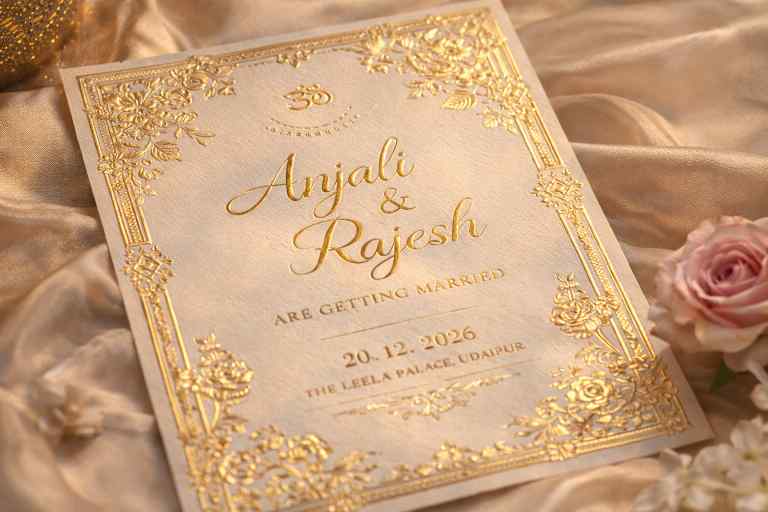 Beautiful Indian wedding invitation cards with traditional designs and modern typography