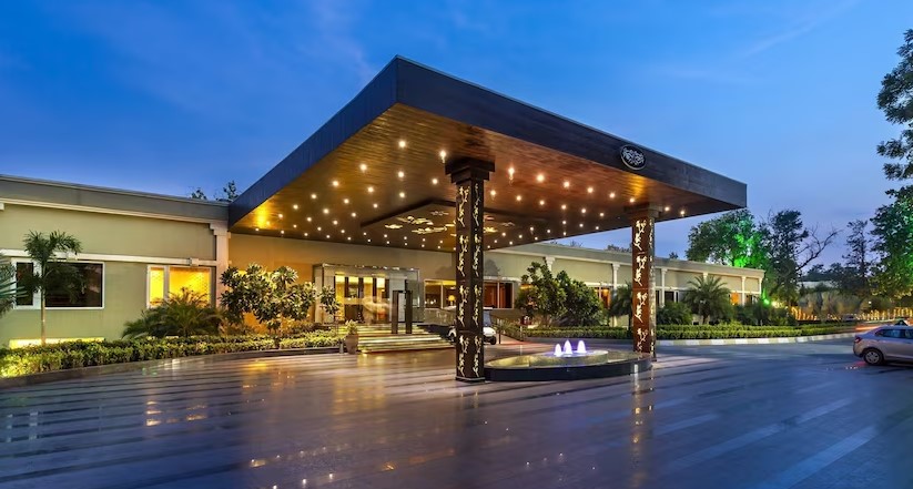 Luxurious wedding setup at Atrio Hotel Delhi with elegant decor and lighting