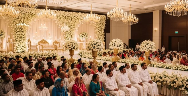 Muslim wedding cost breakdown Chennai ceremony with traditional decorations and budget planning elements