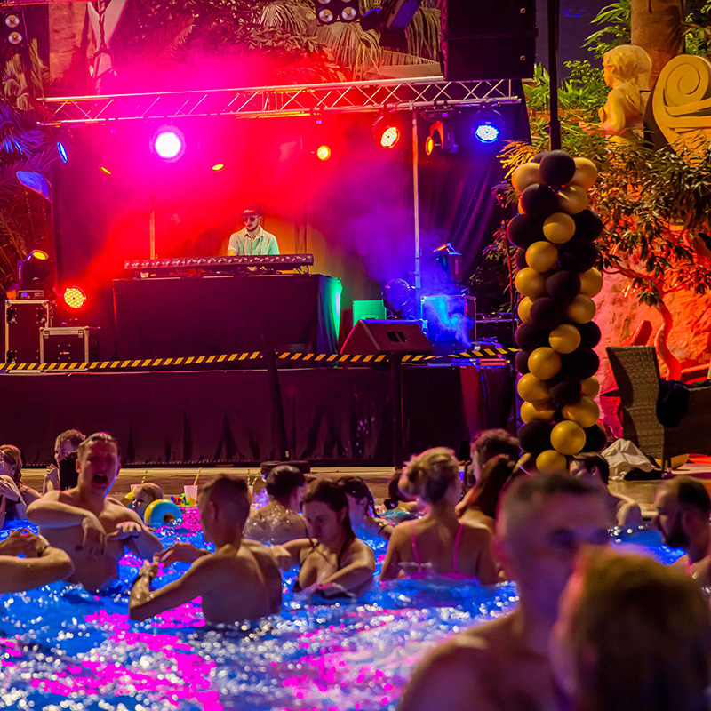 Night Pool Party with DJ & Lights