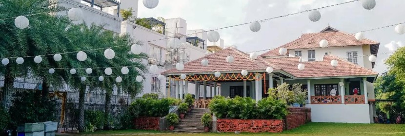 Grand reception venues for 1500 guests in Chennai decorated with marigold garlands and fairy lights for a Tamil wedding celebration