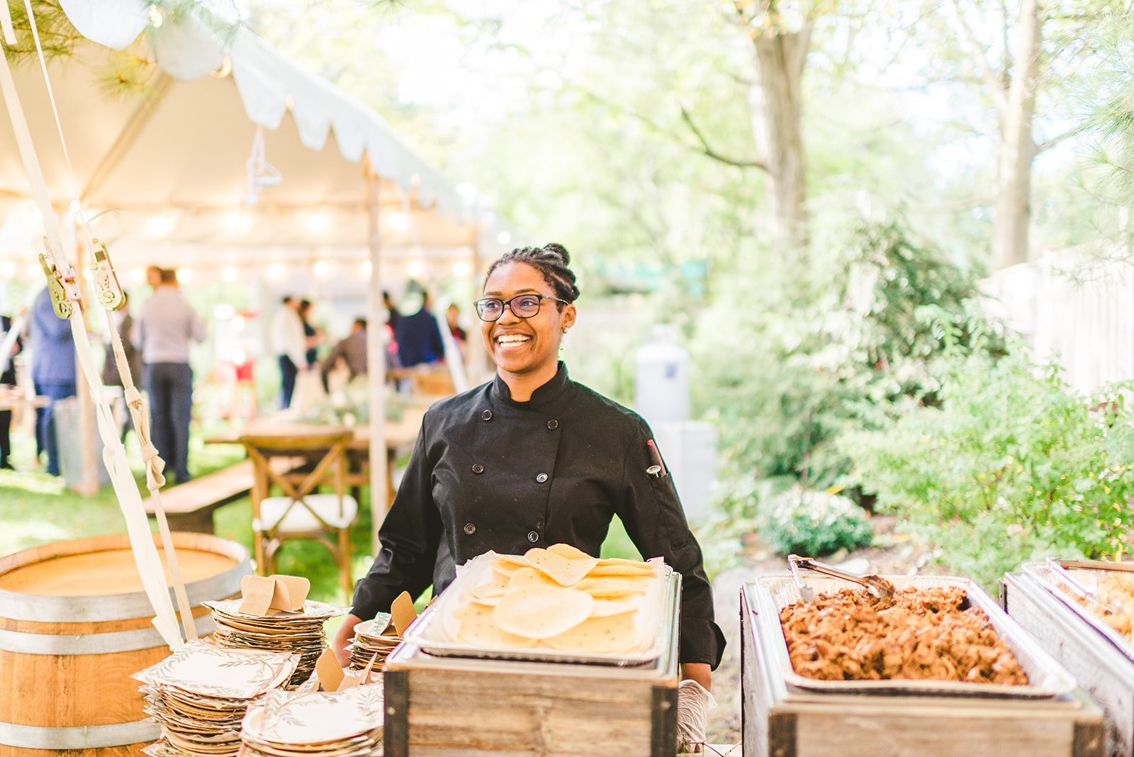 Interactive food stations with live cooking demonstrations