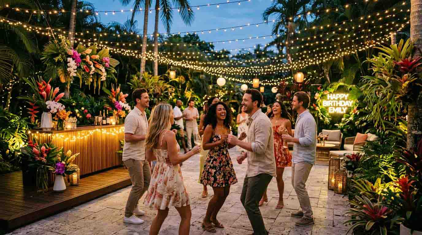 Sweet 16 birthday party celebration in Chennai with decorations and cake