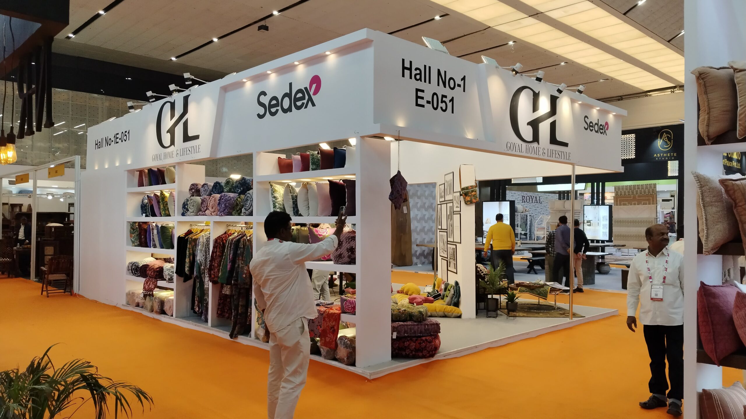 Professional trade show setup with exhibition booths and business displays in Chennai