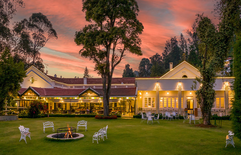 Stunning hilltop wedding ceremony setup at Savoy Ooty with panoramic mountain views and elegant decorations