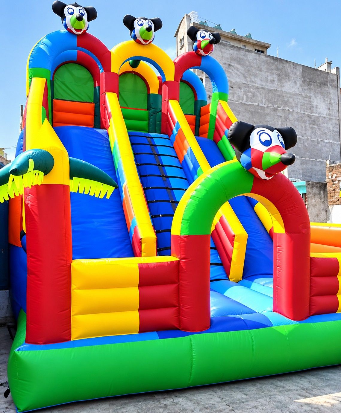 20-Foot Triple Sliding Castle Setup - Play Monk
