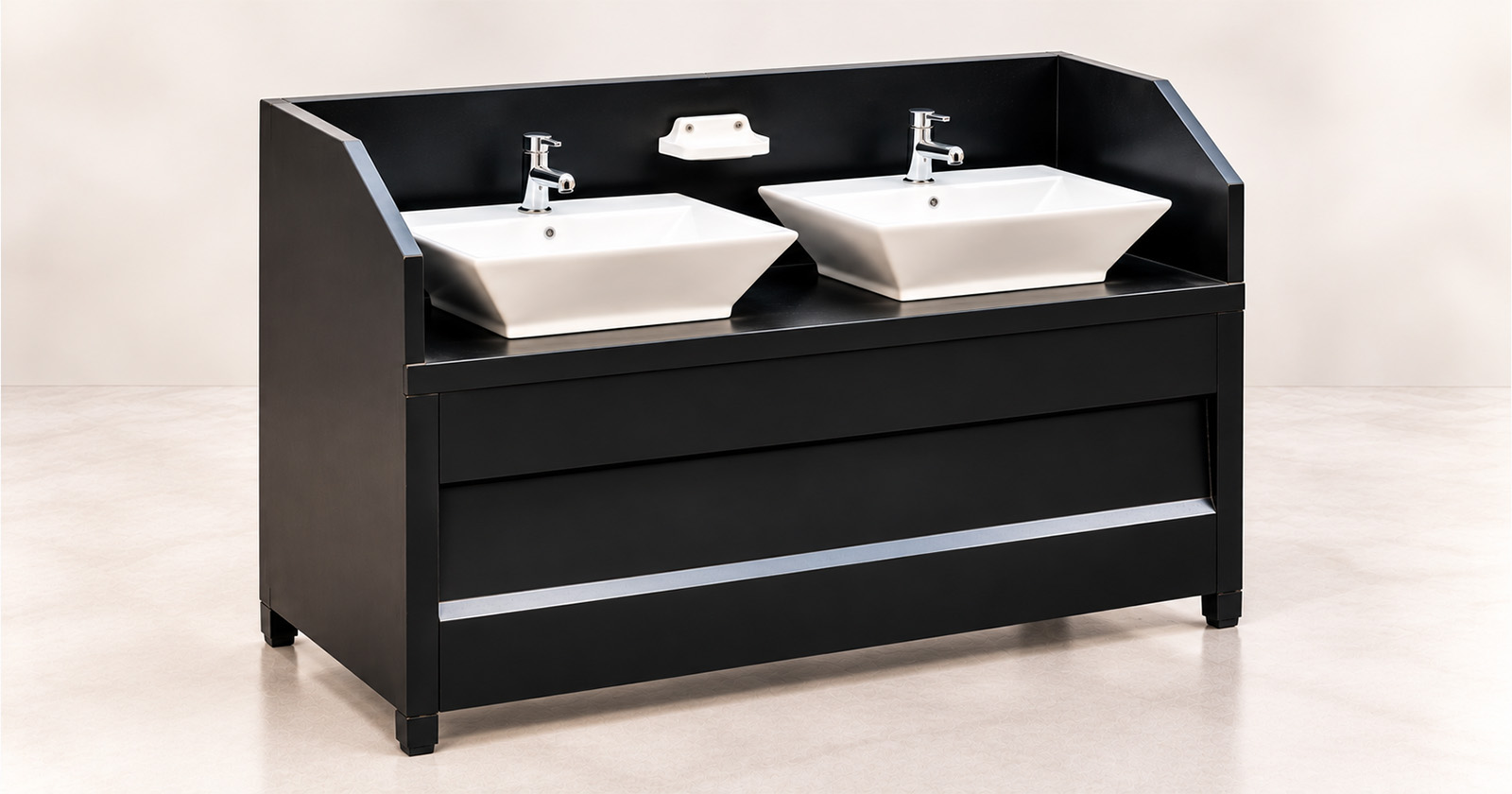 Two-Tap Black Ceramic Handwash Station with Plumbing – Impress Decors