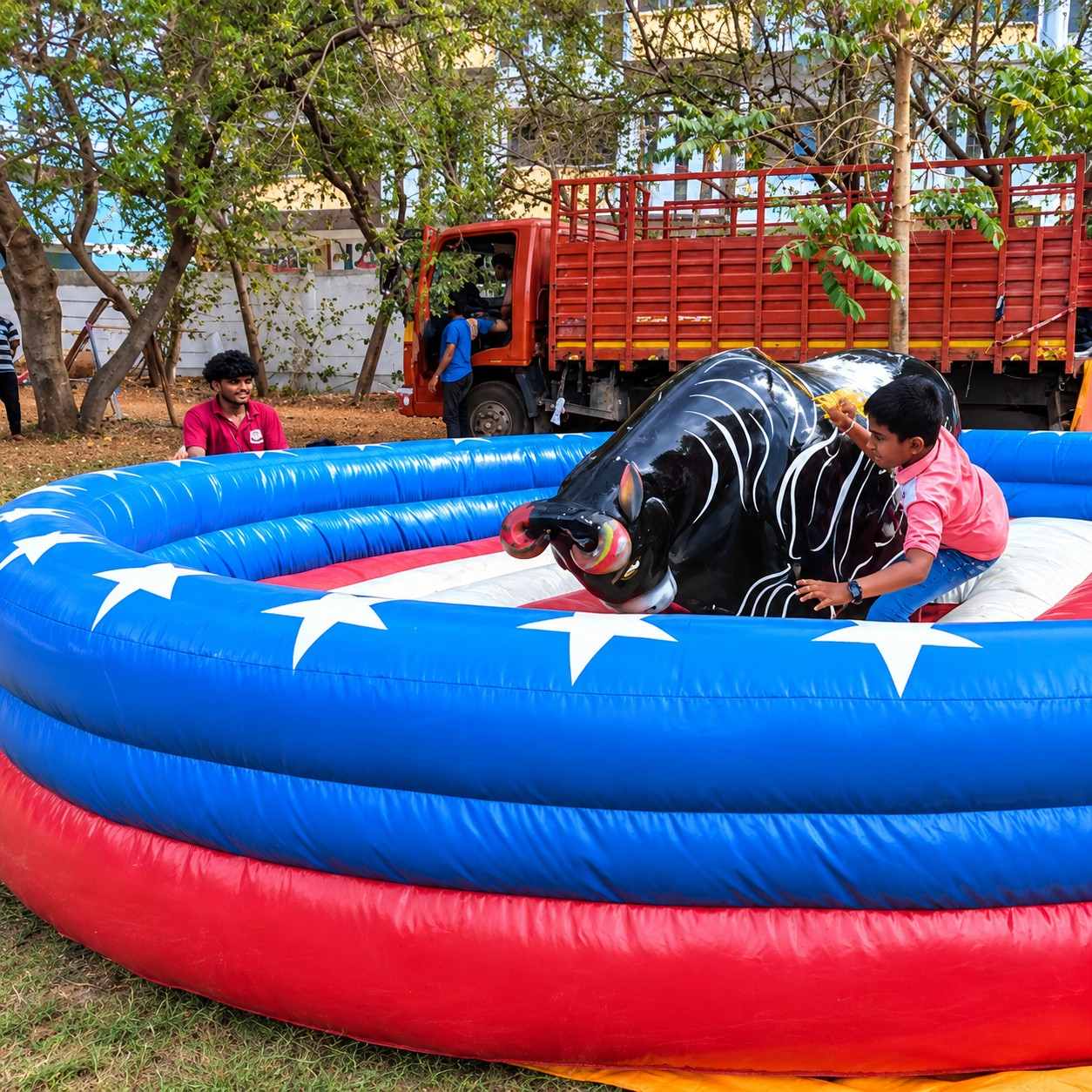 Mechanical Bull Ride with Inflatable Surround - Play Monk