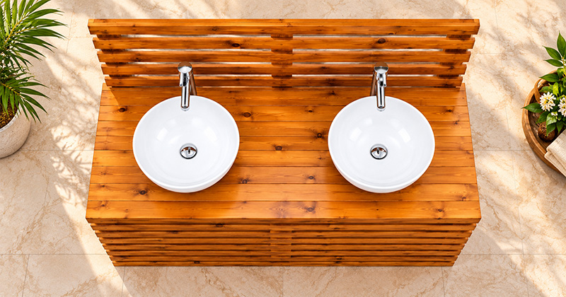 Fancy Wooden Two-Tap Handwash Stations without Plumbing - 2 Nos - Impress Decors