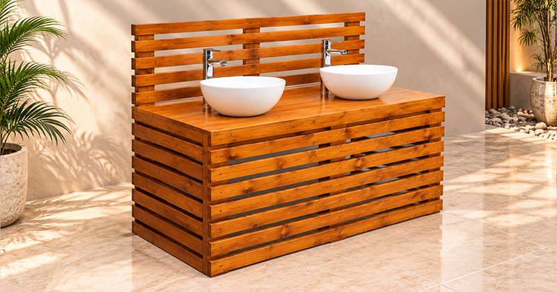 Two-Tap Fancy Wooden Handwash Station without Plumbing – Impress Decors