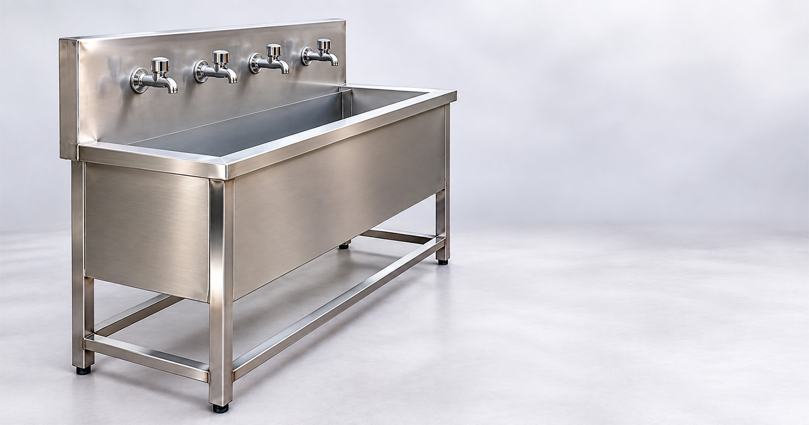 Four-Tap SS Handwash Stations with Plumbing - 8 Nos - Impress Decors