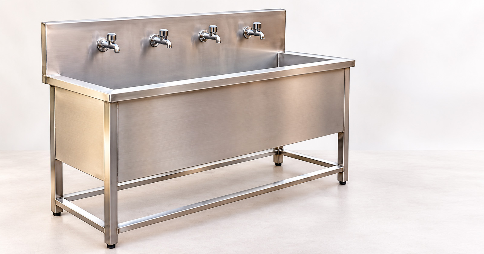 Four-Tap Stainless-Steel Handwash Station with Plumbing – Impress Decors