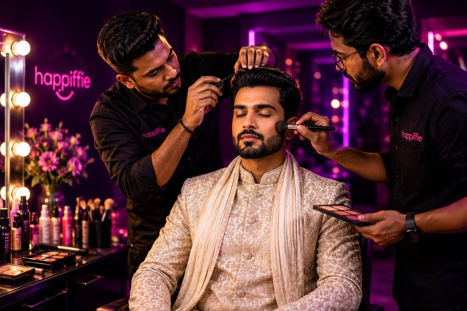 Groom Hairdo and Makeup