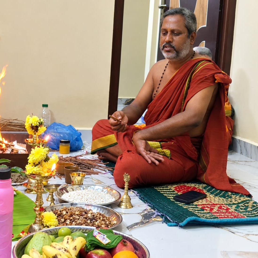 Ganapathy Homam + Navagraha Pooja + Sudarshana Homam – Priest Narayana + Assistant