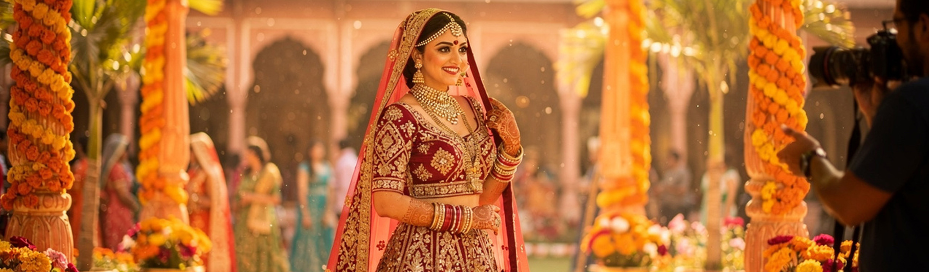 Elegant wedding venue with decorated mandap showing successful venue partnership collaboration