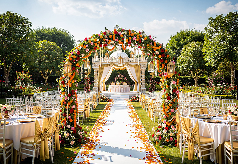 Beautiful Indian wedding setup showing coordinated venue and vendor collaboration